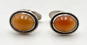 Vintage 1950's ATELJE STIGBERT SILVER & STONE CUFFLINKS Modernist Scandinavian - Picture 1 of 8