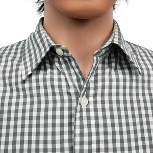 J Crew Dress Shirt 2-Ply Cotton Gingham Check Shirt Men M Gray White Collar stay - Picture 1 of 13