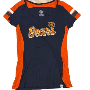 Majestic Chicago Bears Womens Ladies Slit V Neck Shirt T-Shirt Jersey Womens M - Picture 1 of 6