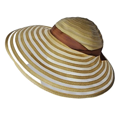 Vintage Hat 1940s Platter Picture Straw Hat Gone With The Wind Style Wide Brim  - Image 1 of 4