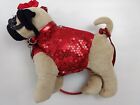 Poochie & Co Tan Puppy Dog Purse Plush Red Sequined Handbag Black Sequin Mask