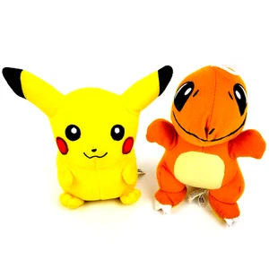 Nintendo Pokemon Charmander Pikachu 7" Plush Lot of 2 Soft Toys Stuffed Animals - Picture 1 of 7