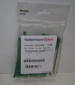 Corbata de cable estándar HellermannTyton 116-01815, 4" de largo, tracción de 18 lb St - Imagen 1 de 2