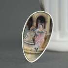 Antique Venetian enamel picture 900 solid silver spoon The Lion of St. Mark on t