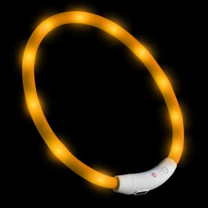 PRECORN LED Silikon Hunde Leuchthalsband aufladbar per USB-C indiv. kürzbar gelb - Bild 1 von 7