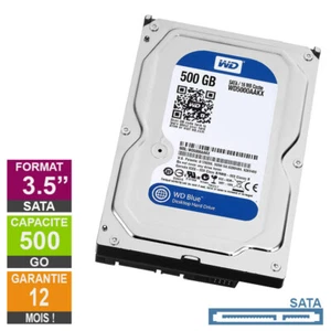 Disque Dur 500Go SATA 3.5 Western Digital Blue WD5000AAKX-08U6AA0 25mm 7200rpm 1 - Photo 1/1