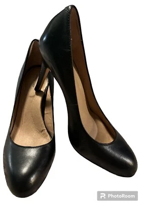 Lands End Black Ashley Leather Pumps Stiletto W/ Round Toe Women's Size 6 1/2 M - Image 1 of 4