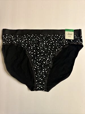 Jenni Women's Hi-Cut Bikini Panty Underwear, Black Hearts and Stars, Large - Image 1 of 3