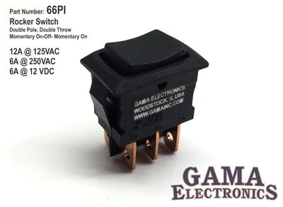 Mini 3 Position Double Pole Momentary On - Off - Momentary On Rocker Switch 66PI - Image 1 of 3