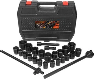3/4" Drive Impact Socket Set, 27 pcs Standard SAE (7/8" to 2") & Metric(22-50mm) - Picture 1 of 19
