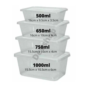 Top Quality Food Prep Microwaveable Meal Prep Containers & Lids 25 x 1000ml - Picture 1 of 5