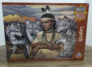 Master Pieces Puzzle LEGENDS Native American Wolves Indian Princess 550 Pc NEW - Picture 1 of 7