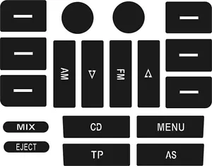 Set of Stickers to repair the buttons on your VW Golf MK5 / Passat CD player - Picture 1 of 4