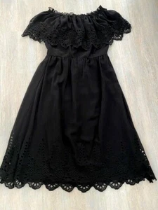 BLACK OFF THE SHOULDER DRESS, BNWT RRP £42, DP SIZE 8 CUT OUT DESIGN MIDI DRESS - Picture 1 of 5
