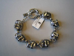BLACKJACK MEN'S STAINLESS STEEL SKULL BEADED BRACELET - Picture 1 of 6