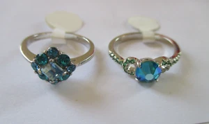 lot OF 2, Fragrant Jewels Rings, Turquoise/Blue/Silver Bands Size 8,  NOS - Picture 1 of 12