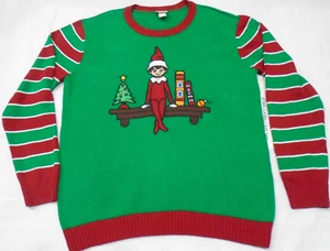 Suéter Pullover Elfo En El Estante Feo Navidad Vacaciones Talla XXL Adulto - Imagen 1 de 2