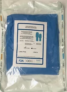 5 pcs SEALED Blue Disposable Sterile Reinforced Gown/Latex Free/Sealed - Picture 1 of 5