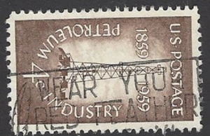 Scott# 1134 4c Petroleum Industry "WEAR YOUR RED FEATHER" Slogan Cancel - (A-1) - Picture 1 of 3