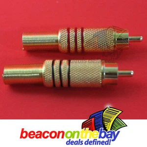 2x RCA Jack Gold Plated Solder Type Pair All Metal Jacks Colour Coded - Picture 1 of 6