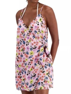 Miken Womens Faux Wrap Tie Front Cover-up, Orchid/Tea rose, XL, New - Image 1 of 4