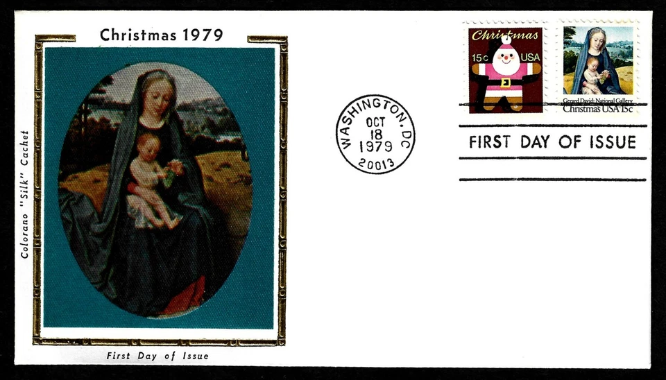 USA, SCOTT # 1799 & 1800, COMBO COLORANO SILK FDC COVER OF 1979 CHRISTMAS - Image 1 of 1