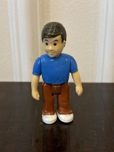 Vintage 3.25" PVC Man Dad Action Figure Dollhouse Blue Shirt Brown Pants - Picture 1 of 5