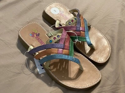 Nuevas Sandalias Rachel Sin Cordones con Tiras para Niña Brillo Metálico Multicolor Talla 3 Foto 1 de 4