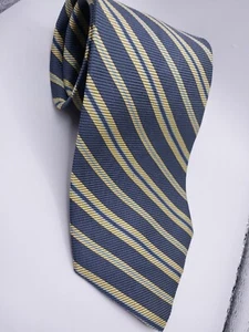 Corbata de seda de colección Brooks Brothers Inglaterra 3,75""x 58"" gris azul dorado a rayas - Imagen 1 de 2