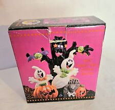 Vintage Ceramic Halloween Ghost Tree Candle Holder Bats Pumpkin Holiday Workshop