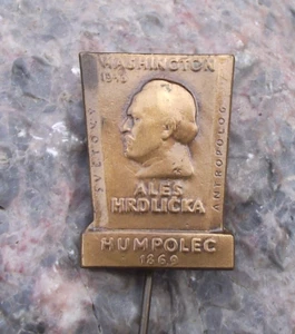 1943 Ales Hrdlicka Washington USA Czech Anthropologist Scientist Pin Badge - Picture 1 of 2