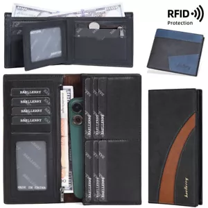 Mens Bifold Long Short Wallet RFID Blocking Checkbook Wallets Slim Card Holder - Picture 1 of 30