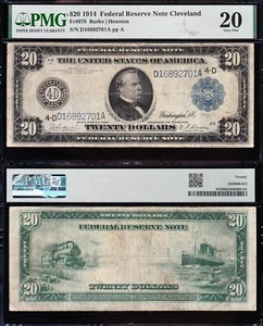 NICE Bold VF 1914 $20 CLEVELAND Federal Reserve Note! PMG 20! FREE SHIP! 92701A - Picture 1 of 3