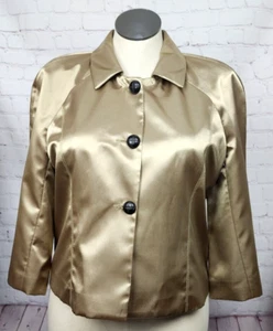 Symmetry Swing Jacket Blazer Gold Metallic Satin Lined Dressy Wedding Sz 12 NWT! - Picture 1 of 14