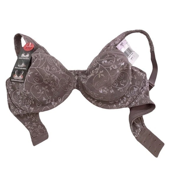 NWT HANES The Lily Fit Mocha Lace Bra Women’s Lingerie Underwear 34D - Image 1 of 4