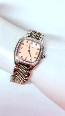 Reloj David Yurman Vintage Acero Inoxidable Bisel Diamante Cara Rosa Foto 1 de 4
