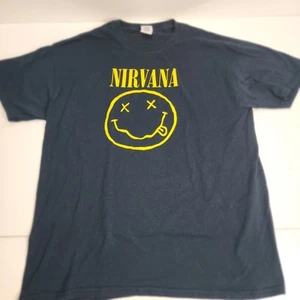 Nirvana 90's Grunge Band Dazed Black & Yellow Short Sleeve T-Shirt Men's Size L - Picture 1 of 5