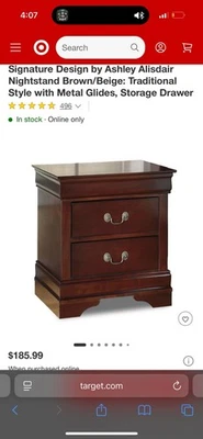 Signature Design by Ashley 2 Drawer Nightstand, 23.75" Tall, Dark Brown - Image 1 of 3