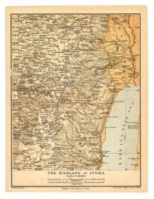 PALESTINA JERUSALÉN BANCO OESTE Al - Quds Mapa original 1912 ISRAEL en inglés Foto 1 de 4