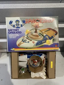 Zeus Force Spaceship UFO Toy Battery Operated Working Vintage Tin And Plastic - Picture 1 of 3