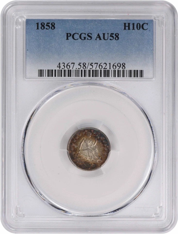 1858 Liberty Seated Silver Half Dime AU58 PCGS - Image 1 of 2