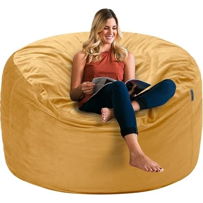 Giant Bean Bag Chair Memory Foam Velvet Soft Portable Comfortable Storage Pocket - Image 1 of 4