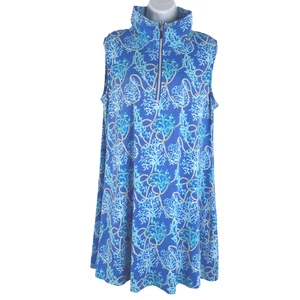 Vestido Lulu B XL Sin Mangas Coral Estampado Cuerda Náutica 1/2 Cremallera Elastizado DR-1794 - Imagen 1 de 9