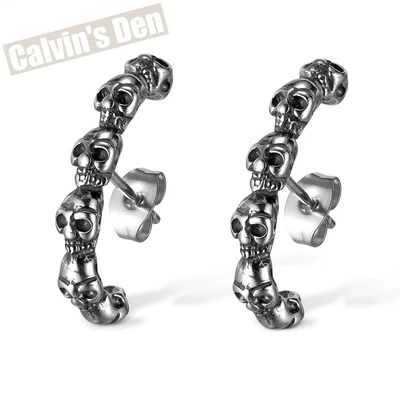 Pendientes Calaveras Apiladas Acero Inoxidable Punk Gótico Genial Hombres Mujeres Foto 1 de 4