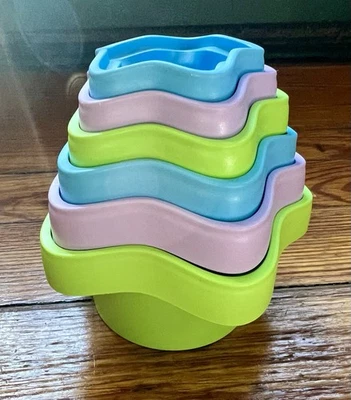 Green Toys Star Shaped Stacking Cups Pastel Colors Purple Green Blue - Image 1 of 4