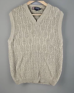 Vintage Ralph Lauren Chaps Men's Vest Size Large Beige Knit  Preppy Tennis - Picture 1 of 10