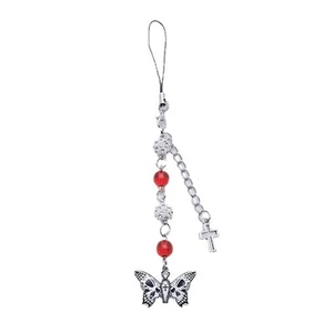 Butterfly Cross Charm Pendant Chain Y2K Phone Straps Pocket Keychain Strap - Zdjęcie 1 z 8