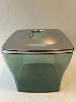 Lucite Acrylic Green/Silver Tissue Box Cover Holder, Bathroom Accessory Decor - Image 1 of 4