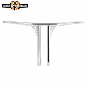 16" Rise 1.25" Chrome T-Bar Straight-Up Handlebar Fit For Harley 3.5 C to C Hole - Picture 1 of 7