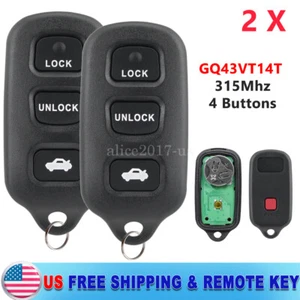 2 For 2003 - 2008 Toyota Corolla Matrix Keyless Entry Remote Key Fob GQ43VT14Tk - Picture 1 of 7